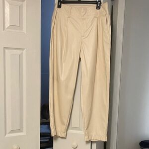 a new day Beige Leather High-Rise Trousers